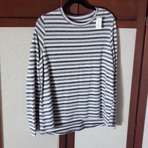 American Eagle plush strip high low sweater